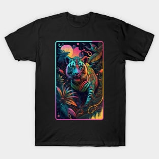 Abstract Tiger In Neon Jungle T-Shirt